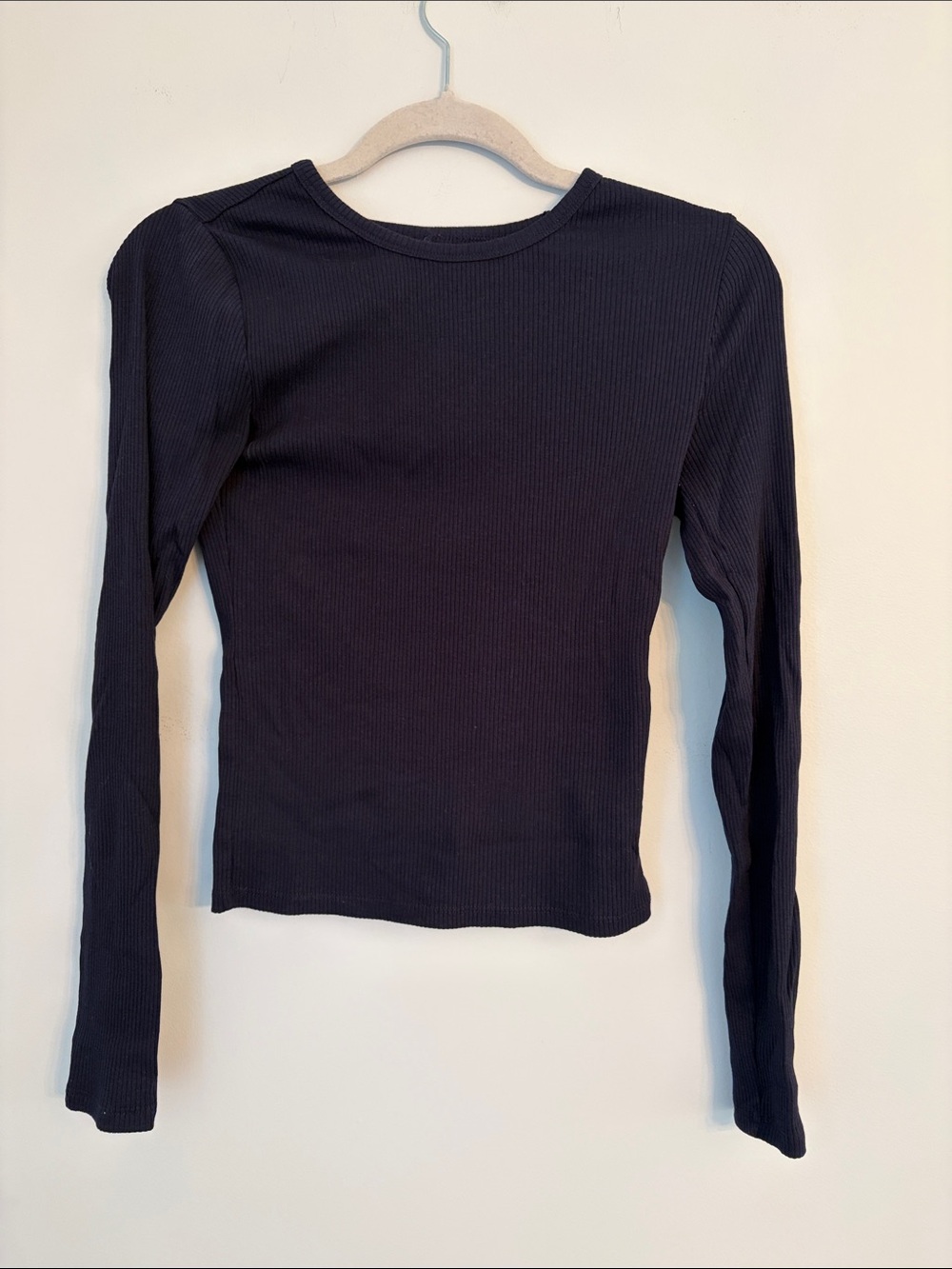 GAP Navy Ribbed Crewneck Modern Long Sleeve Tee Size Small NWOT